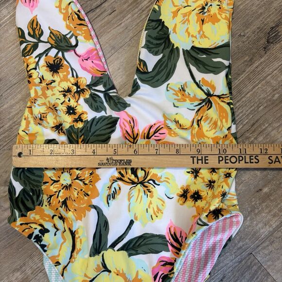 Maaji M STRIPES Floral Kristin Reversible Swimsuit * FLAWED* Seam Repair 1/4 In - Picture 14 of 14